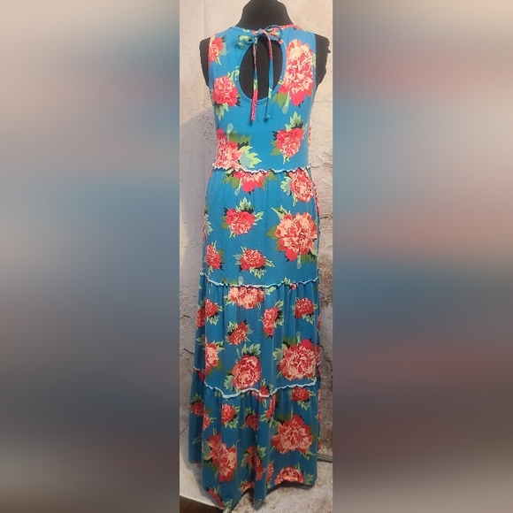 MATILDA JANE Gorgeous Knit Sleeveless Maxi Sun Dress Gathered & Tiered Small - Picture 2 of 6